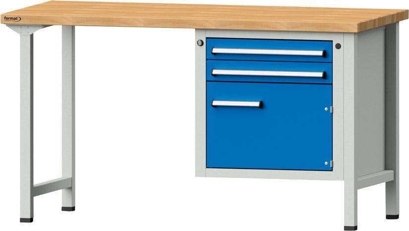 Format Kombi-Werkbank B1500xT700xH840mm RAL 7035/5012 BMP: 40 mm 2 Schubladen, 1 Tür