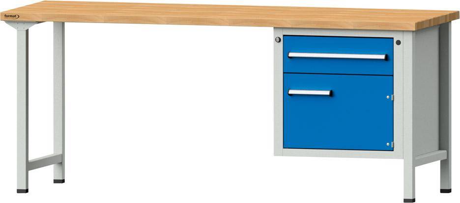 Format Kombi-Werkbank B2000xT700xH840mm RAL 7035/5012 BMP: 40 mm 1 Schublade, 1 Tür