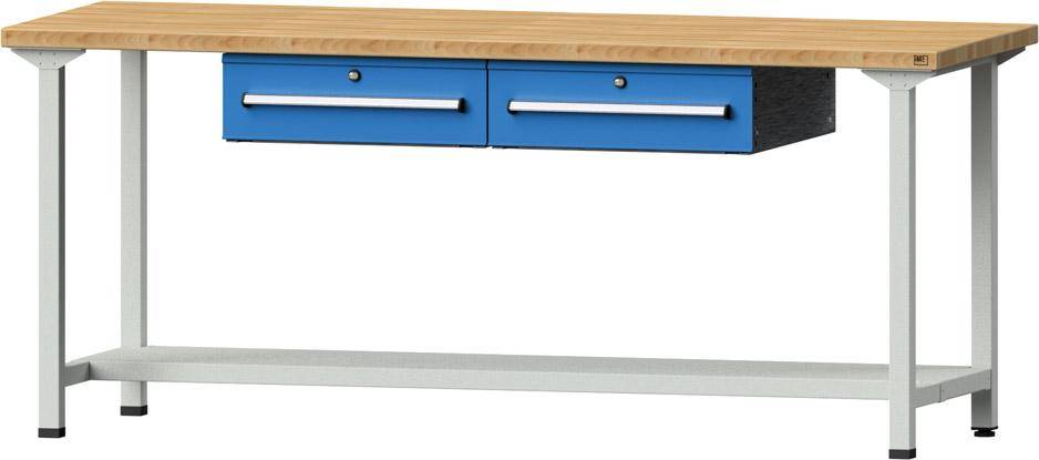 Anke Arbeitstisch B2000xT700xH850mm RAL7035/5012 BMP: 50 mm 2 Schubladen, 1 Boden