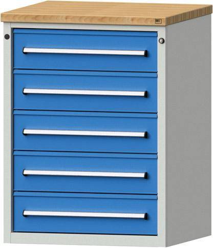 Anke Thekenschrank B765xT700xH1020mm RAL 7035/5012 5 Schubladen
