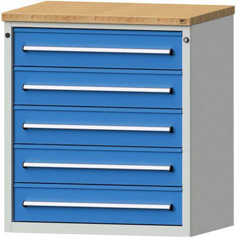 Anke Thekenschrank B915xT700xH1020mm RAL 7035/5012 5 Schubladen