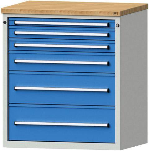 Anke Schubladenschrank B910xT700xH1020mm RAL 7035/5012 6 Schubladen