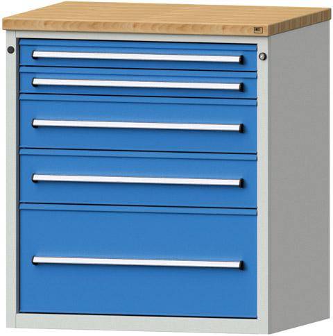 Anke Schubladenschrank B910xT700xH1020mm RAL 7035/5012 5 Schubladen