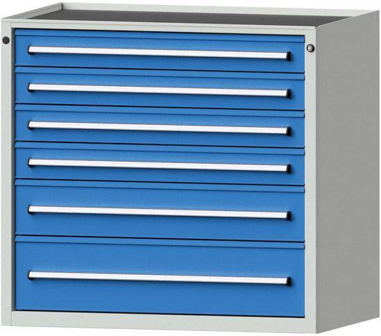 Anke Schubladenschrank B1060xT700xH980mm RAL 7035/5012 6 Schubladen