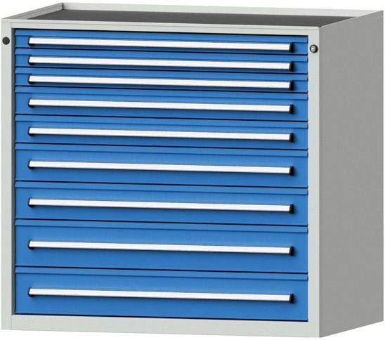 Anke Schubladenschrank B1060xT700xH980mm RAL 7035/5012 9 Schubladen