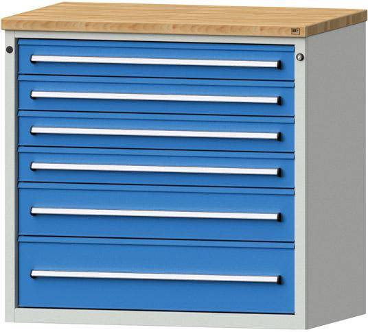Anke Schubladenschrank B1060xT700xH1020mm RAL 7035/5012 6 Schubladen