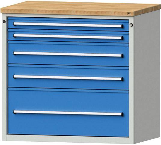 Anke Schubladenschrank B1060xT700xH1020mm RAL 7035/5012 5 Schubladen