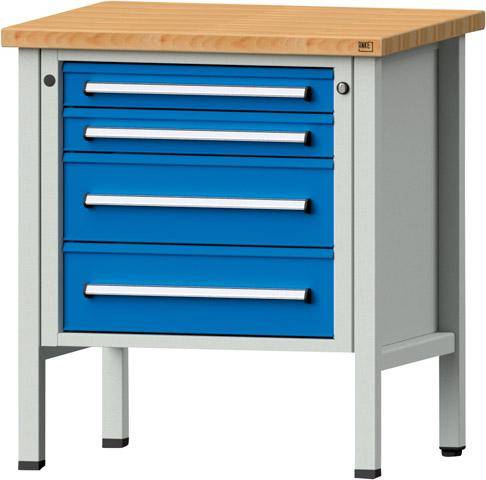Anke Kastenwerkbank B800xT700xH890mm RAL7035/5012 BMP: 40 mm 4 Schubladen