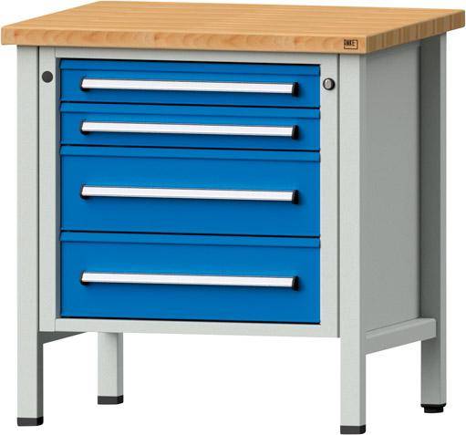 Anke Kastenwerkbank B800xT700xH840mm RAL7035/5012 BMP: 40 mm 4 Schubladen