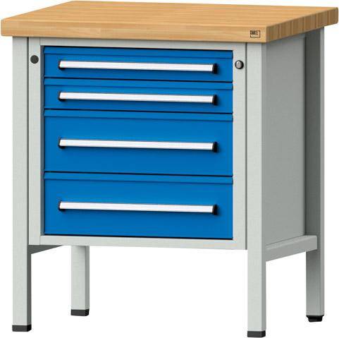 Anke Kastenwerkbank B800xT700xH900mm RAL7035/5012 BMP: 50 mm 4 Schubladen
