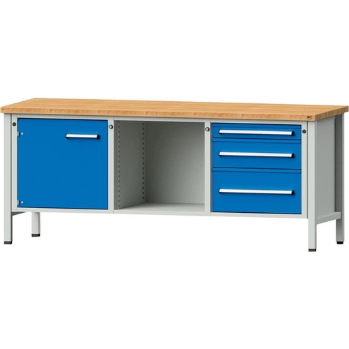 Anke Kastenwerkbank B2000xT700xH840mm RAL7035/5012 BMP: 40 mm 3 Schubladen, 1 Türen Anke Kastenwerkbank B2000xT700xH840mm RAL7035/5012 BMP: 40 mm 3 Schubladen, 1 Türen