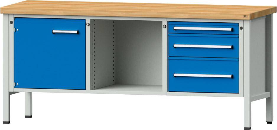 Anke Kastenwerkbank B2000xT700xH900mm RAL7035/5012 BMP: 50 mm 3 Schubladen, 1 Türen