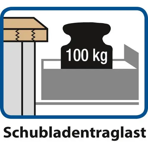 Anke Kastenwerkbank B2800xT700xH900mm RAL7035/5012 BMP: 50 mm 8 Schubladen, 2 Türen Anke Kastenwerkbank B2800xT700xH900mm RAL7035/5012 BMP: 50 mm 8 Schubladen, 2 Türen