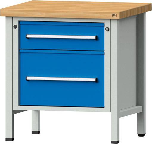 Anke Kastenwerkbank B800xT700xH850mm RAL7035/5012 BMP: 50 mm 2 Schubladen