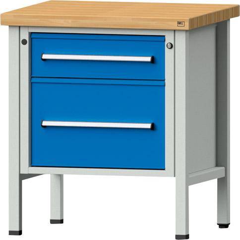 Anke Kastenwerkbank B800xT700xH900mm RAL7035/5012 BMP: 50 mm 2 Schubladen