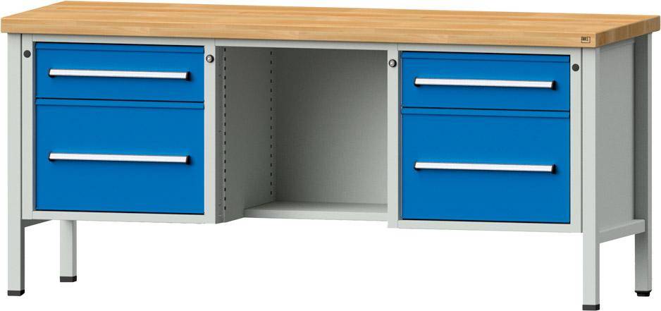 Anke Kastenwerkbank B2000xT700xH890mm RAL7035/5012 BMP: 40 mm 4 Schubladen