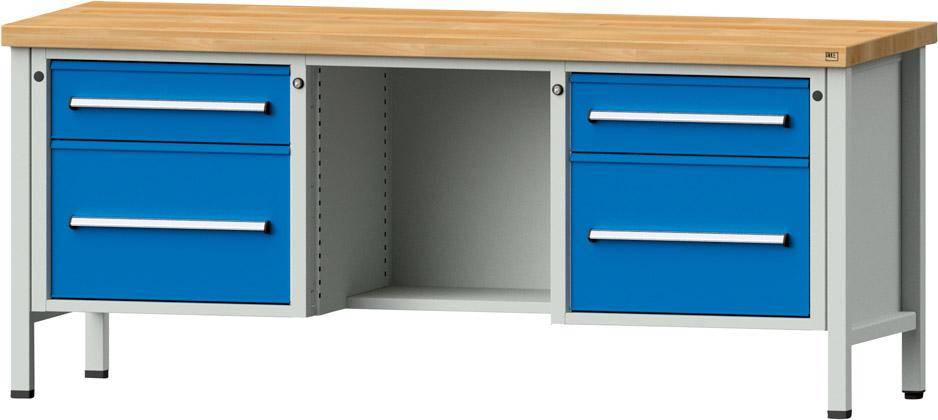 Anke Kastenwerkbank B2000xT700xH850mm RAL7035/5012 BMP: 50 mm 4 Schubladen