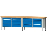 Anke Kastenwerkbank B2800xT700xH840mm RAL7035/5012 BMP: 40 mm 6 Schubladen, 2 Türen Anke Kastenwerkbank B2800xT700xH840mm RAL7035/5012 BMP: 40 mm 6 Schubladen, 2 Türen