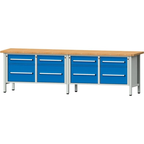Anke Kastenwerkbank B2800xT700xH840mm RAL7035/5012 BMP: 40 mm 6 Schubladen, 2 Türen Anke Kastenwerkbank B2800xT700xH840mm RAL7035/5012 BMP: 40 mm 6 Schubladen, 2 Türen