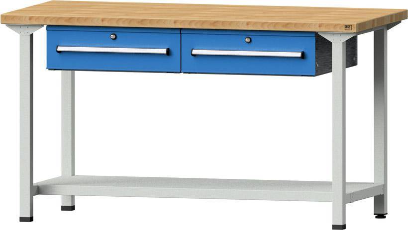 Anke Arbeitstisch B1500xT700xH850mm RAL7035/5012 BMP: 50 mm 2 Schubladen, 1 Boden