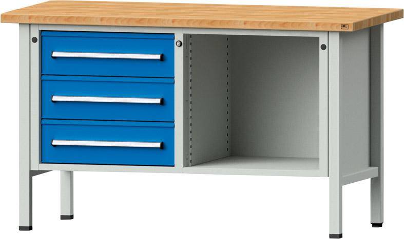 Anke Kastenwerkbank B1500xT700xH890mm RAL7035/5012 BMP: 40 mm 3 Schubladen