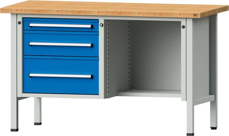 Anke Kastenwerkbank B1500xT700xH890mm RAL7035/5012 BMP: 40 mm 3 Schubladen