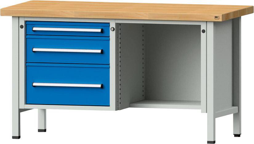 Anke Kastenwerkbank B1500xT700xH850mm RAL7035/5012 BMP: 50 mm 3 Schubladen