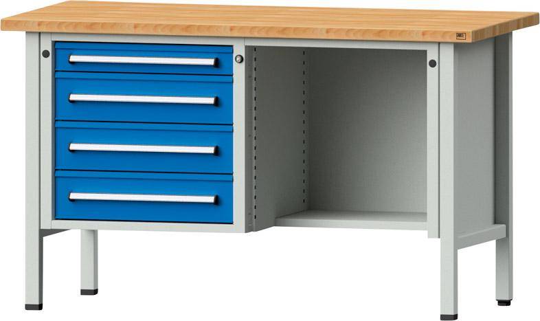 Anke Kastenwerkbank B1500xT700xH890mm RAL7035/5012 BMP: 40 mm 4 Schubladen