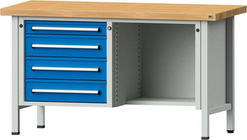 Anke Kastenwerkbank B1500xT700xH850mm RAL7035/5012 BMP: 50 mm 4 Schubladen