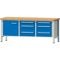 Anke Kastenwerkbank B2000xT700xH840mm RAL7035/5012 BMP: 40 mm 6 Schubladen, 1 Tür Anke Kastenwerkbank B2000xT700xH840mm RAL7035/5012 BMP: 40 mm 6 Schubladen, 1 Tür