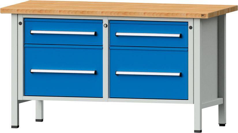 Anke Kastenwerkbank B1500xT700xH840mm RAL7035/5012 BMP: 40 mm 4 Schubladen