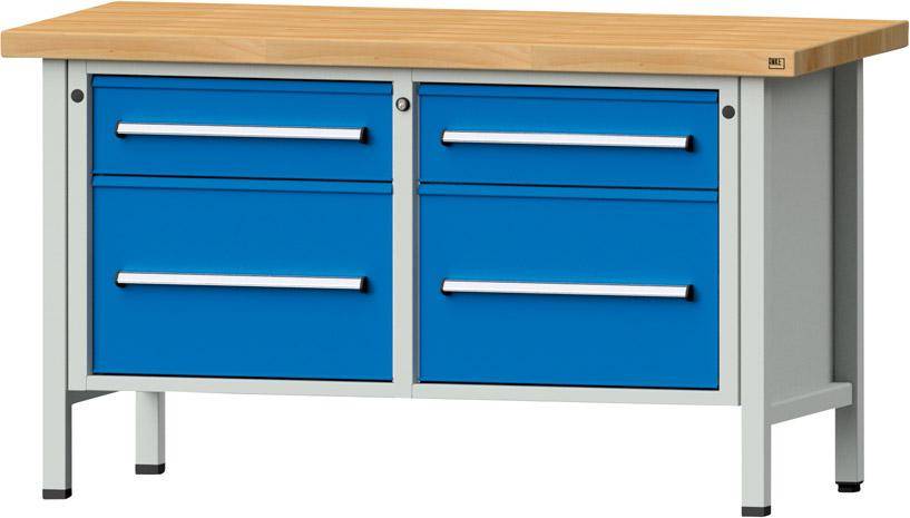 Anke Kastenwerkbank B1500xT700xH850mm RAL7035/5012 BMP: 50 mm 4 Schubladen