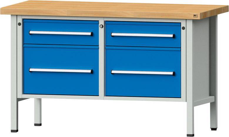 Anke Kastenwerkbank B1500xT700xH900mm RAL7035/5012 BMP: 50 mm 4 Schubladen