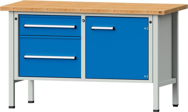 Anke Kastenwerkbank B1500xT700xH890mm RAL7035/5012 BMP: 40 mm 2 Schubladen, 1 Tür