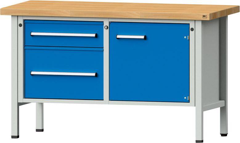 Anke Kastenwerkbank B1500xT700xH900mm RAL7035/5012 BMP: 50 mm 2 Schubladen, 1 Tür