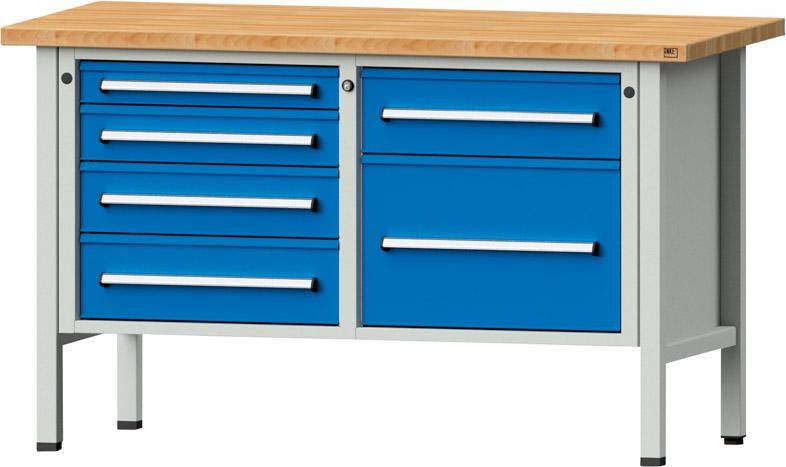 Anke Kastenwerkbank B1500xT700xH890mm RAL7035/5012 BMP: 40 mm 6 Schubladen