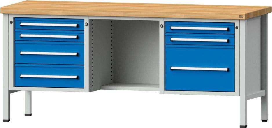Anke Kastenwerkbank B2000xT700xH890mm RAL7035/5012 BMP: 40 mm 7 Schubladen