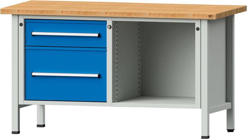 Anke Kastenwerkbank B1500xT700xH840mm RAL7035/5012 BMP: 40 mm 2 Schubladen