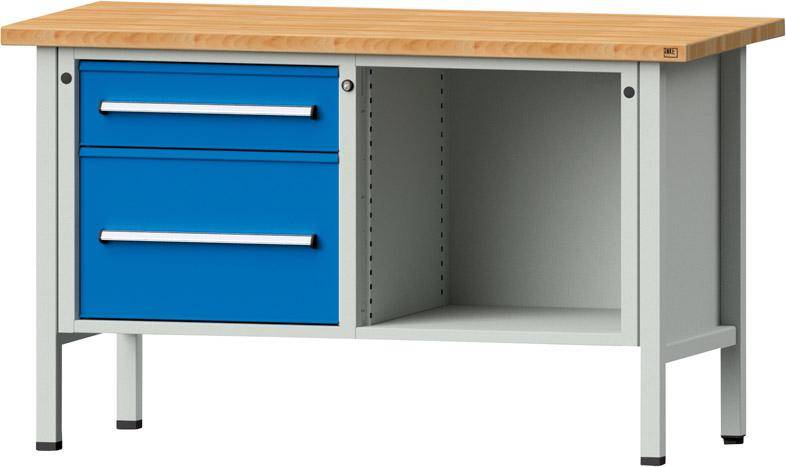 Anke Kastenwerkbank B1500xT700xH890mm RAL7035/5012 BMP: 40 mm 2 Schubladen