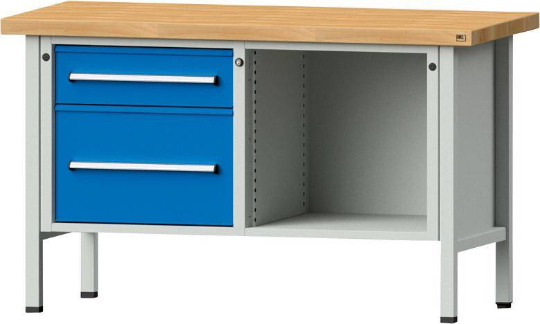 Anke Kastenwerkbank B1500xT700xH900mm RAL7035/5012 BMP: 50 mm 2 Schubladen