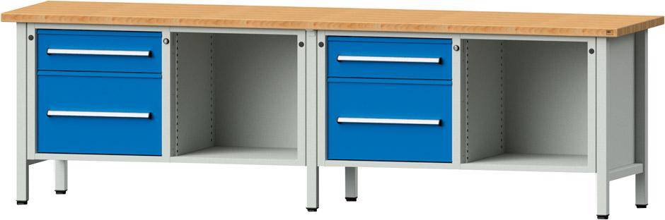 Anke Kastenwerkbank B2800xT700xH840mm RAL7035/5012 BMP: 40 mm 4 Schubladen