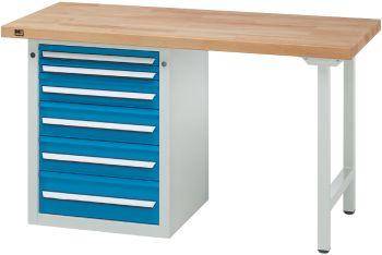 Anke Kombi-Werkbank B2000xT700xH850mm RAL7035/5012 BMP: 50 mm 6 Schubladen