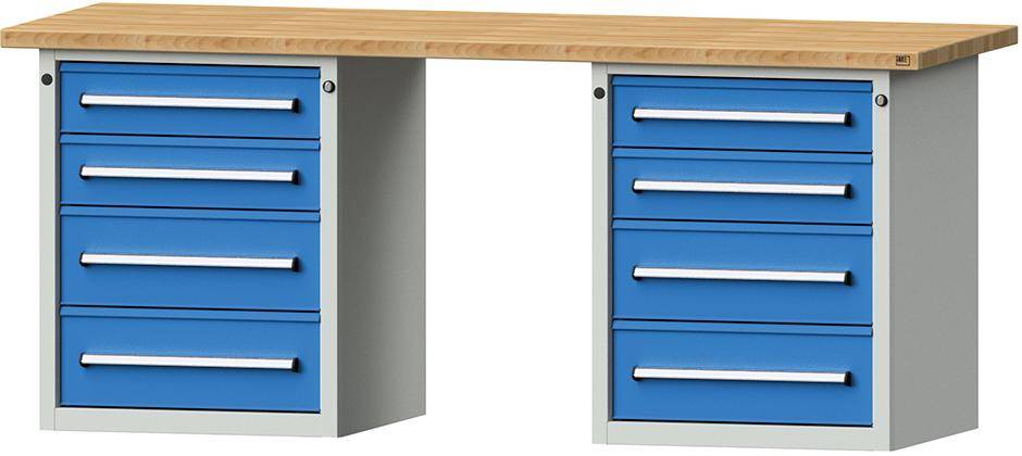 Anke Kombi-Werkbank B2000xT700xH840mm RAL7035/5012 BMP: 40 mm 8 Schubladen