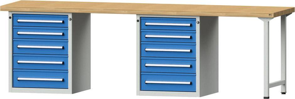 Anke Kombi-Werkbank B2800xT700xH850mm RAL7035/5012 BMP: 50 mm 10 Schubladen
