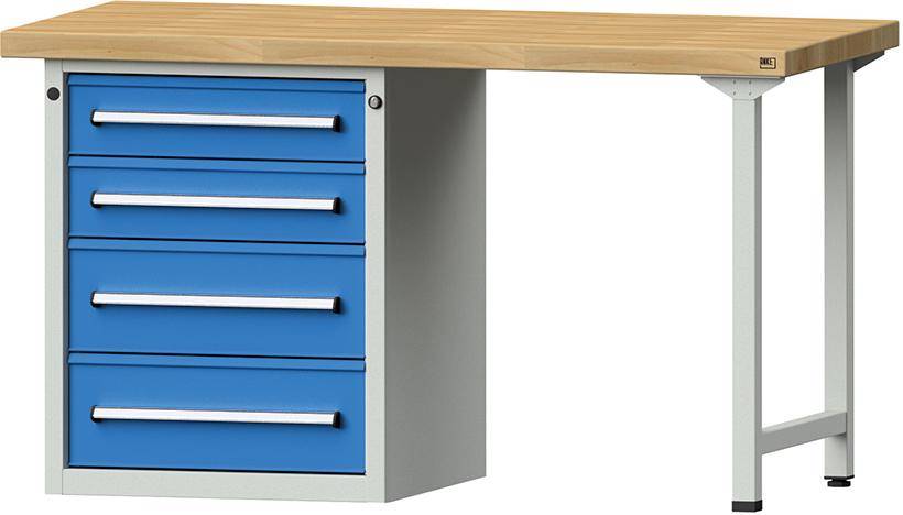 Anke Kombi-Werkbank B1500xT700xH840mm RAL7035/5012 BMP: 40 mm 4 Schubladen