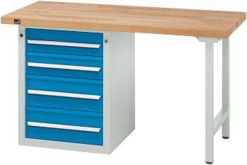 Anke Kombi-Werkbank B1500xT700xH850mm RAL7035/5012 BMP: 50 mm 4 Schubladen