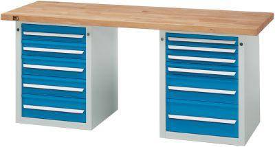 Anke Kombi-Werkbank B2000xT700xH840mm RAL7035/5012 BMP: 40 mm 11 Schubladen