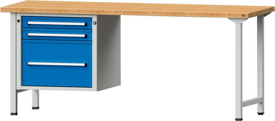 Anke Kombi-Werkbank B2000xT700xH840mm RAL7035/5012 BMP: 40 mm 3 Schubladen