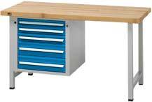 Anke Kombi-Werkbank B2000xT700xH850mm RAL7035/5012 BMP: 50 mm 5 Schubladen
