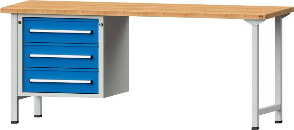 Anke Kombi-Werkbank B2000xT700xH840mm RAL7035/5012 BMP: 40 mm 3 Schubladen